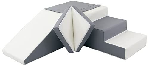 Set de 4 Blocs en Mousse pour Le Jeu, crèches, écoles maternelles, Jouets (Couleur: Blanc,Gris)