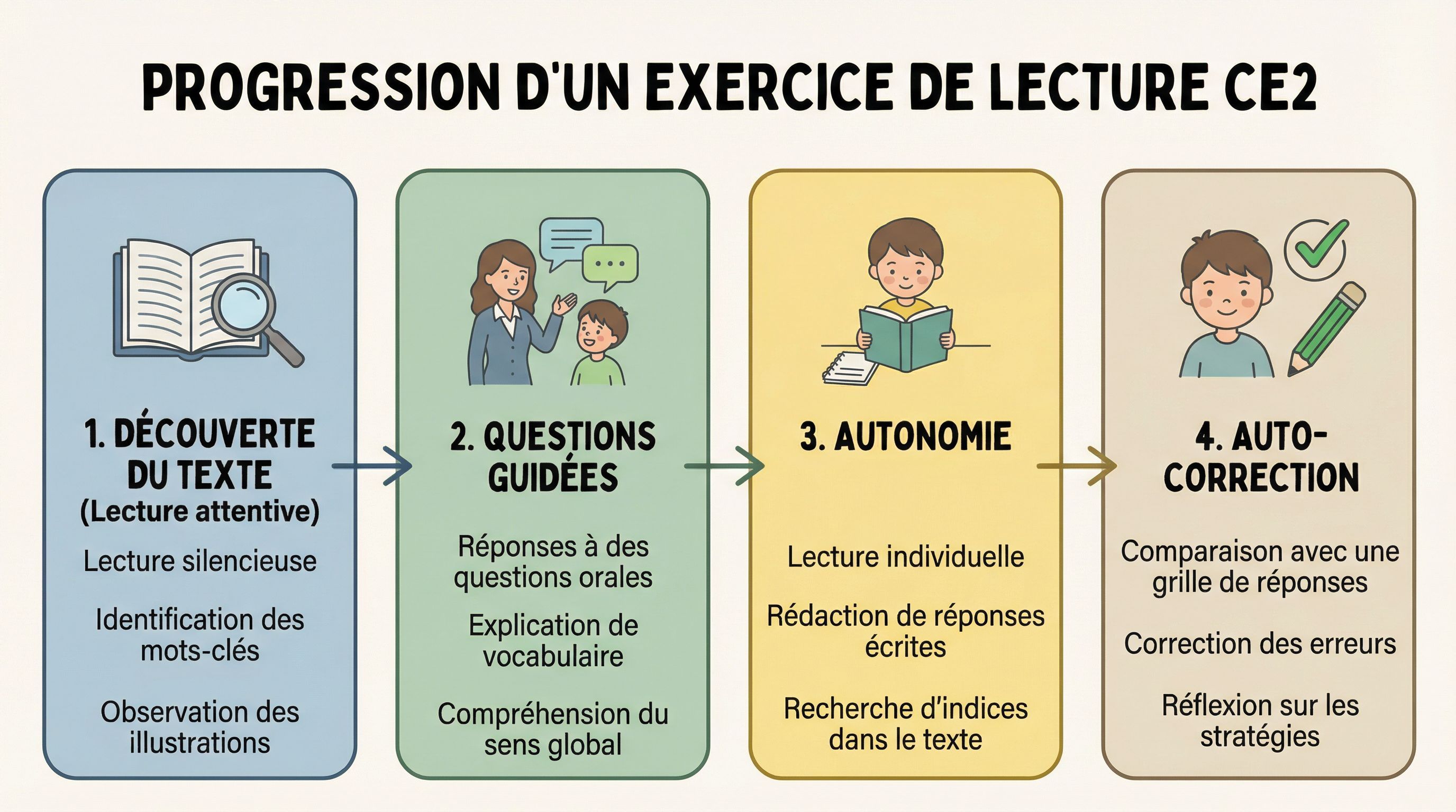 Fiche lecture CE2 avec exercices corrigés