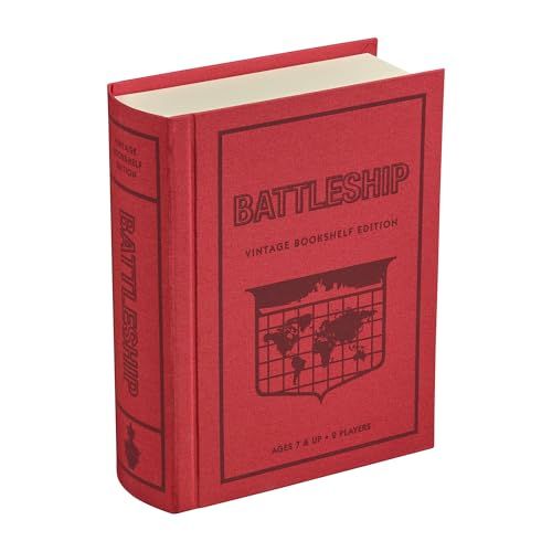 WS Game Company Battleship Vintage Bookshelf Edition – Jeu de société – Stratégie, Jeu de Guerre, devinettes – Thème Militaire – À partir de 7 Ans – sous Licence Officielle Hasbro