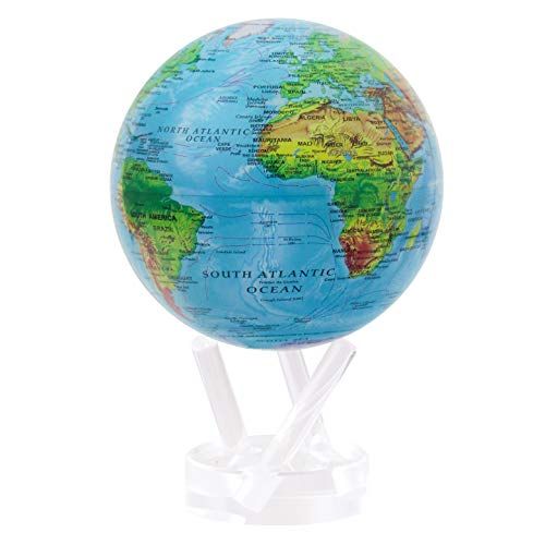 Globe MOVA – Carte en Relief Bleue 11,5 cm | Globe Terrestre Rotatif avec Détails Topographiques | Sans Piles ni Câbles | Décoration Élégante de Bureau ou Cadeau Éducatif