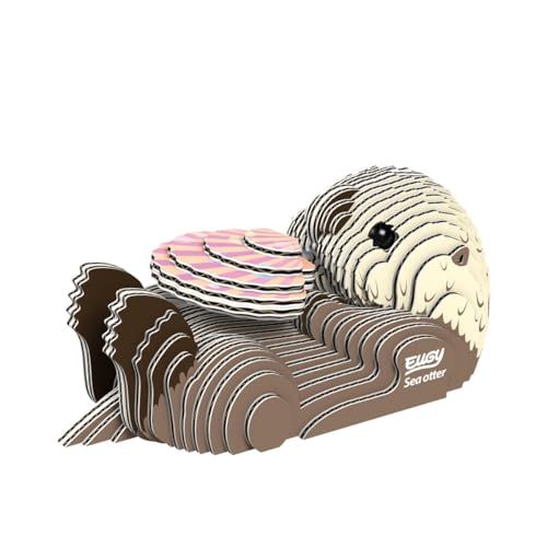 EUGY Loutre de Mer – Puzzle 3D N° 060 – Jouet Créatif en Carton Recyclé – pour Enfants dès 6 Ans et Adultes Jusqu’à 99 Ans– Puzzle Éducatif et Écologique