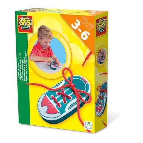 SES Creative | J’apprends à Faire Mes Lacets – Chaussure d’Apprentissage Enfant 3‑6 Ans | Jouet Éducatif Lacets | Motricité Fine & Autonomie | Activité Lacets 3 Ans | 14775