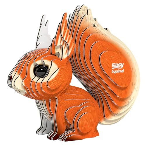 EUGY Écureuil – Puzzle 3D N° 083 – Jouet Créatif en Carton Recyclé – pour Enfants dès 6 Ans et Adultes Jusqu’à 99 Ans– Puzzle Éducatif et Écologique