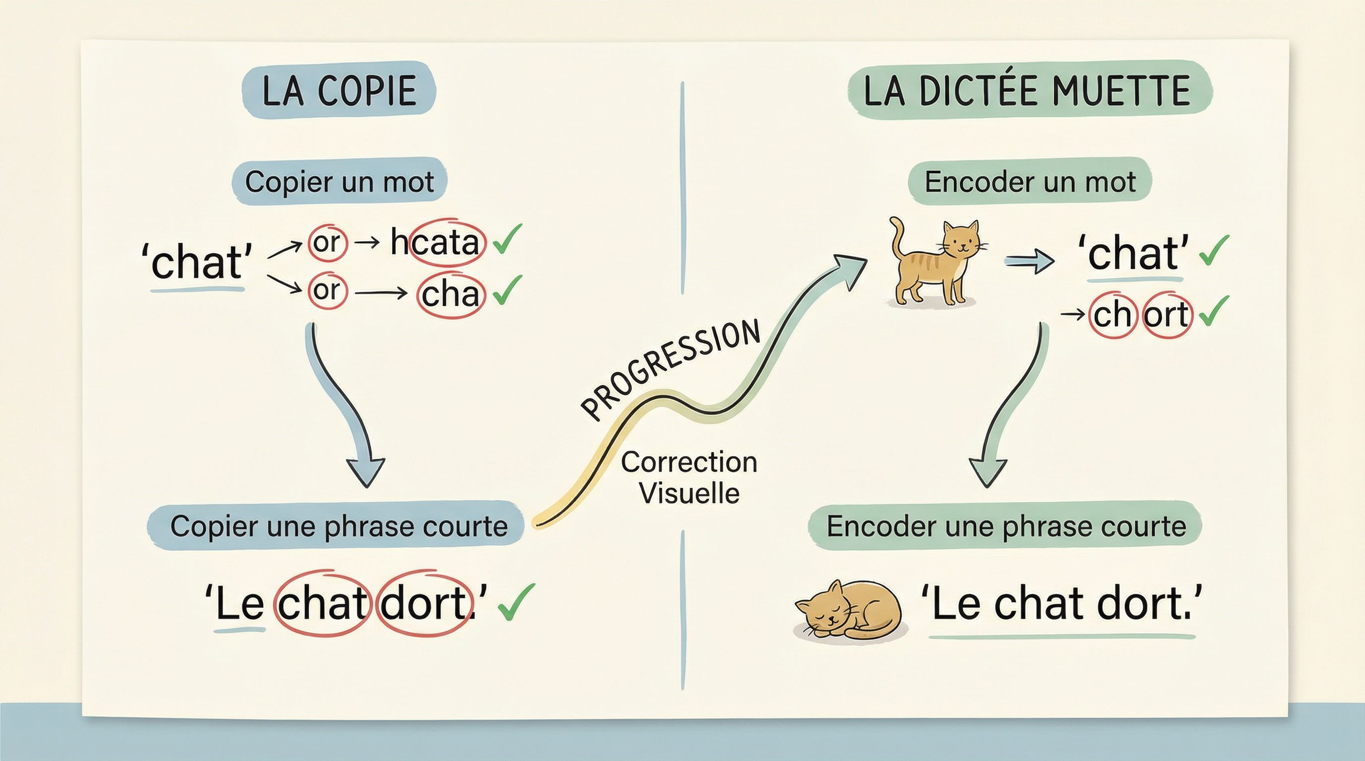 Copie et dictée muette CP : exercices corrigés