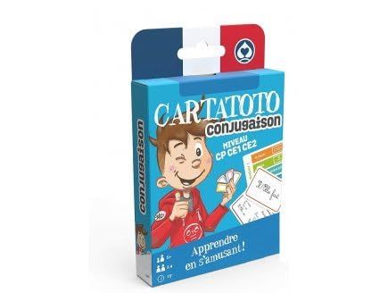 cavernedesjouets Jeu de Carte Enfant : pour cartatoto conjugaison Niveau CP ce1 ce2 - Jeu educatif Version Francaise - Set Jeu de Societe avec Carte Tigre