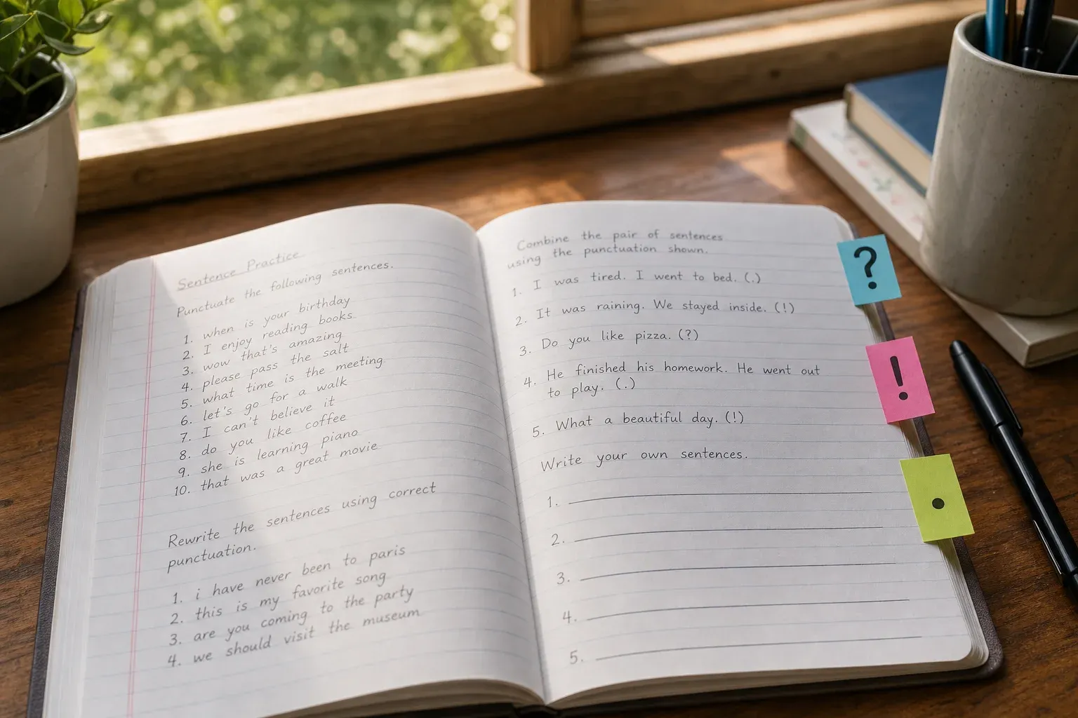 Exercices sur les types de phrases avec corrigés