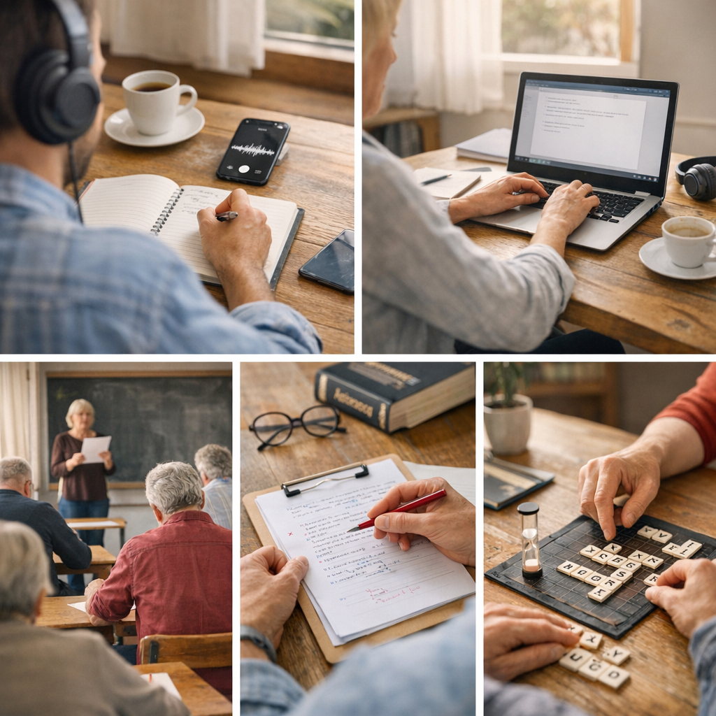 5 formats de dictées pour adultes : audio, en ligne, concours, diagnostic, jeu d’orthographe