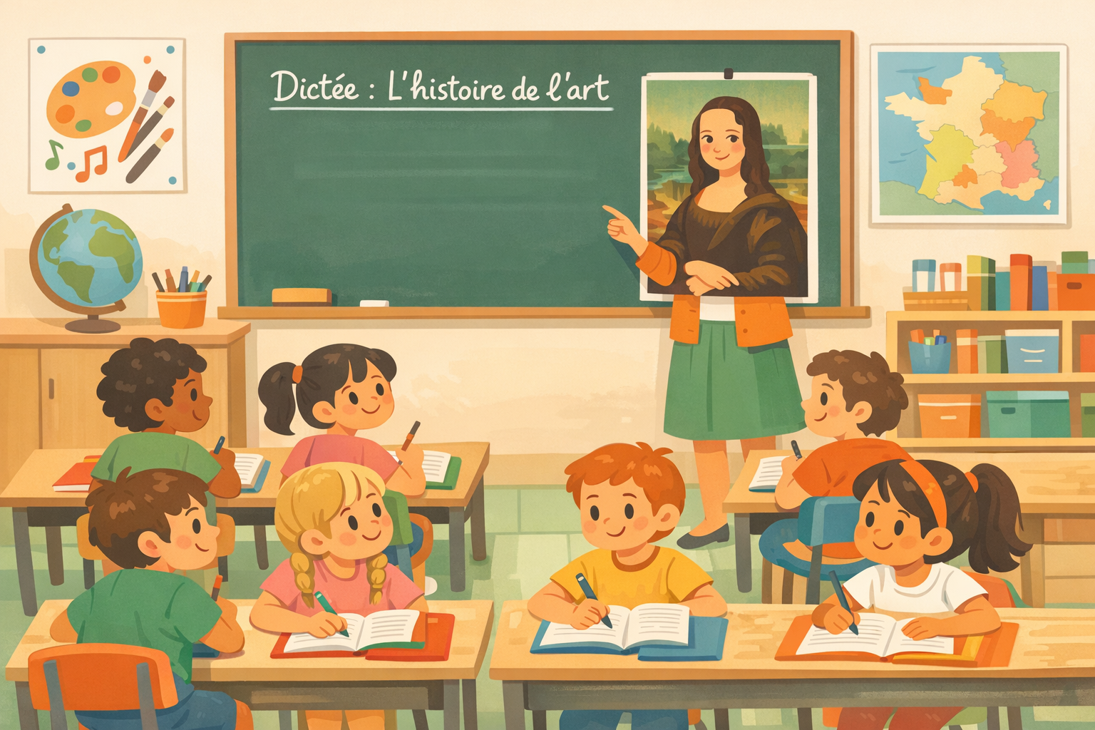 Dictées et histoire des arts CE2 - Fiches complètes avec corrections