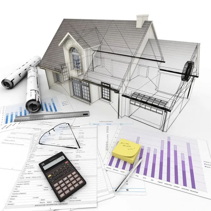 Maquette de maison et plans techniques pour une formation en architecture