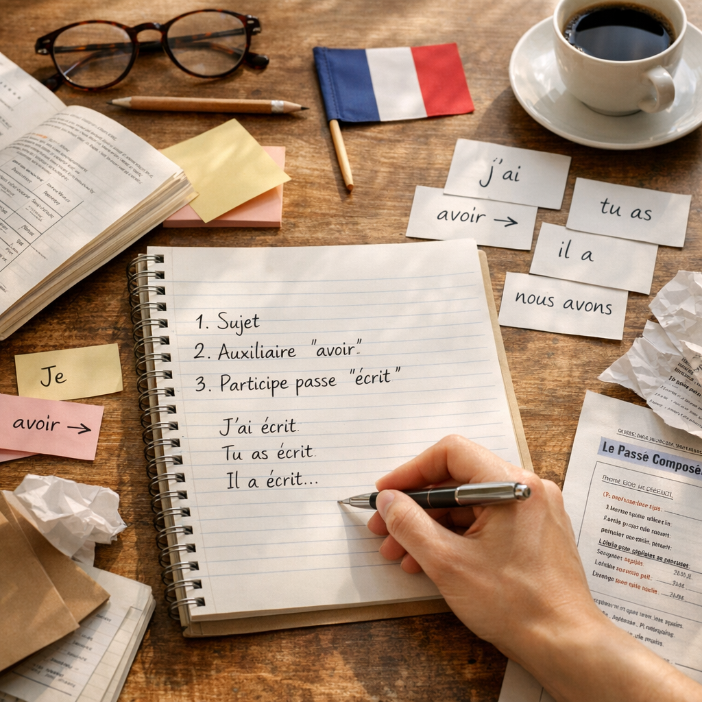 Méthode pas à pas pour conjuguer écrire au passé composé