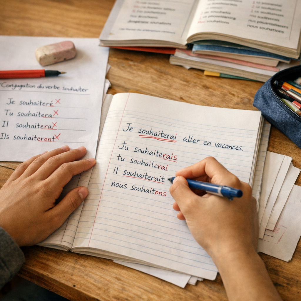 Conjugaison du verbe souhaiter&nbsp;: erreurs réelles d’élèves et accords qui piègent