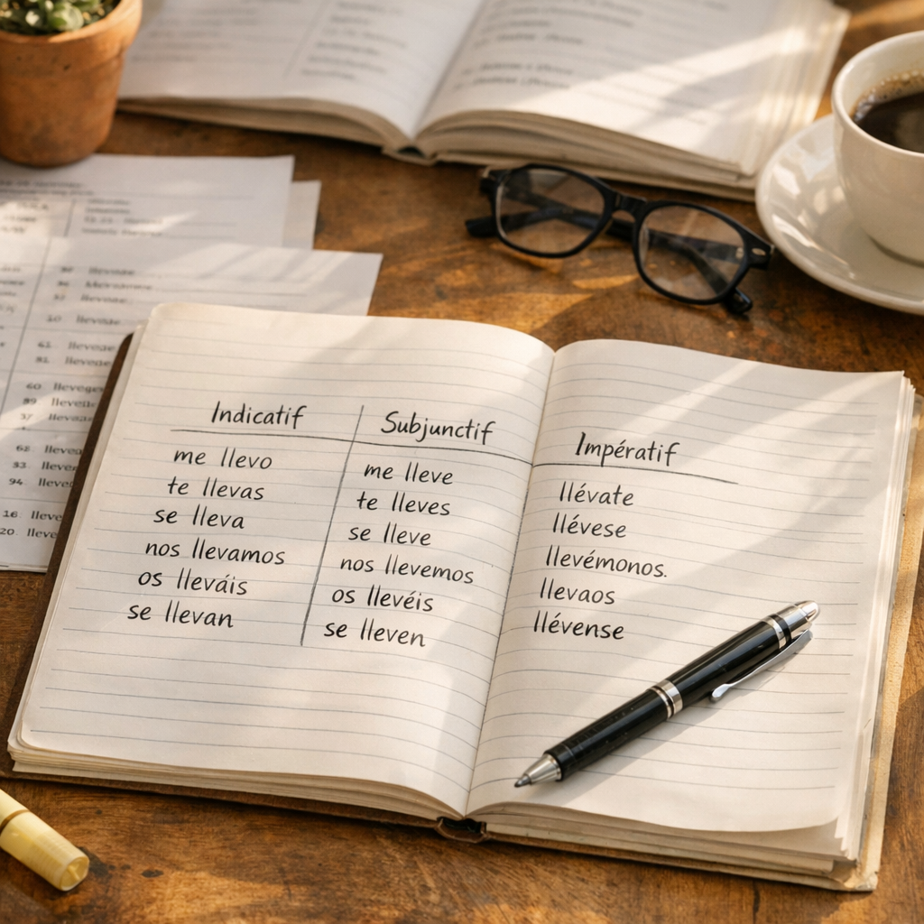 Indicatif, subjonctif, impératif : conjuguer llevarse sans perdre le pronom