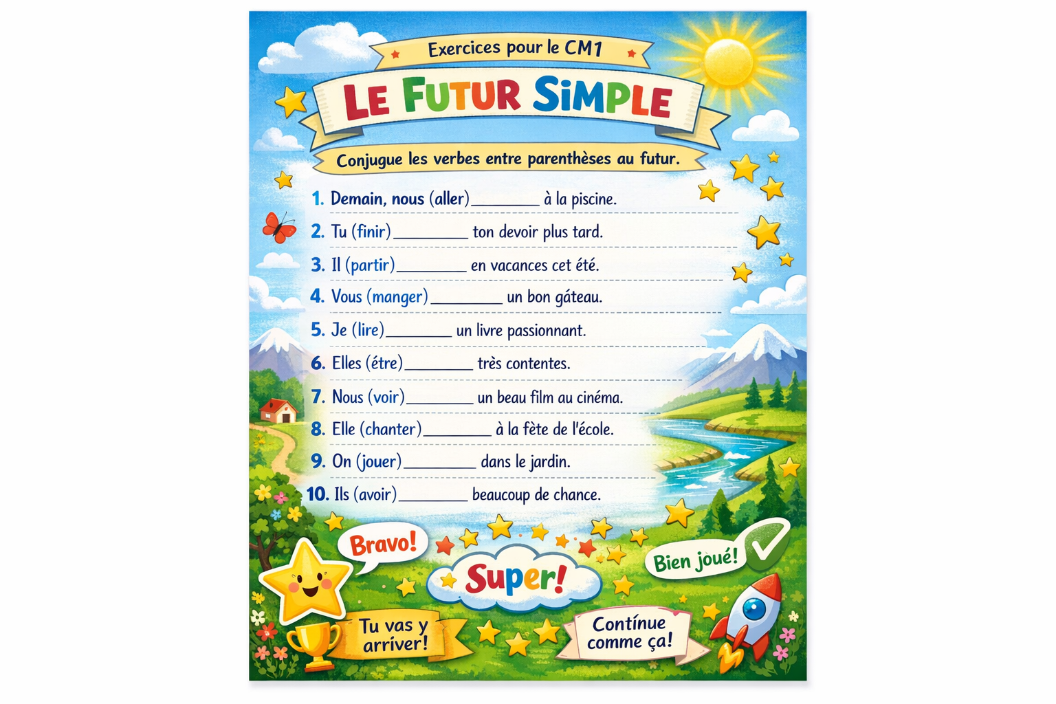 Le futur simple au CM1 : exercices corriges