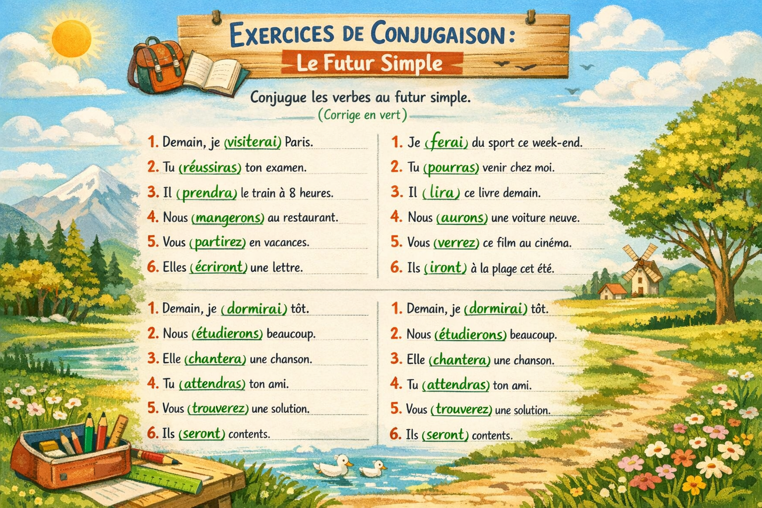 Exercices sur le futur simple : tous niveaux avec corriges