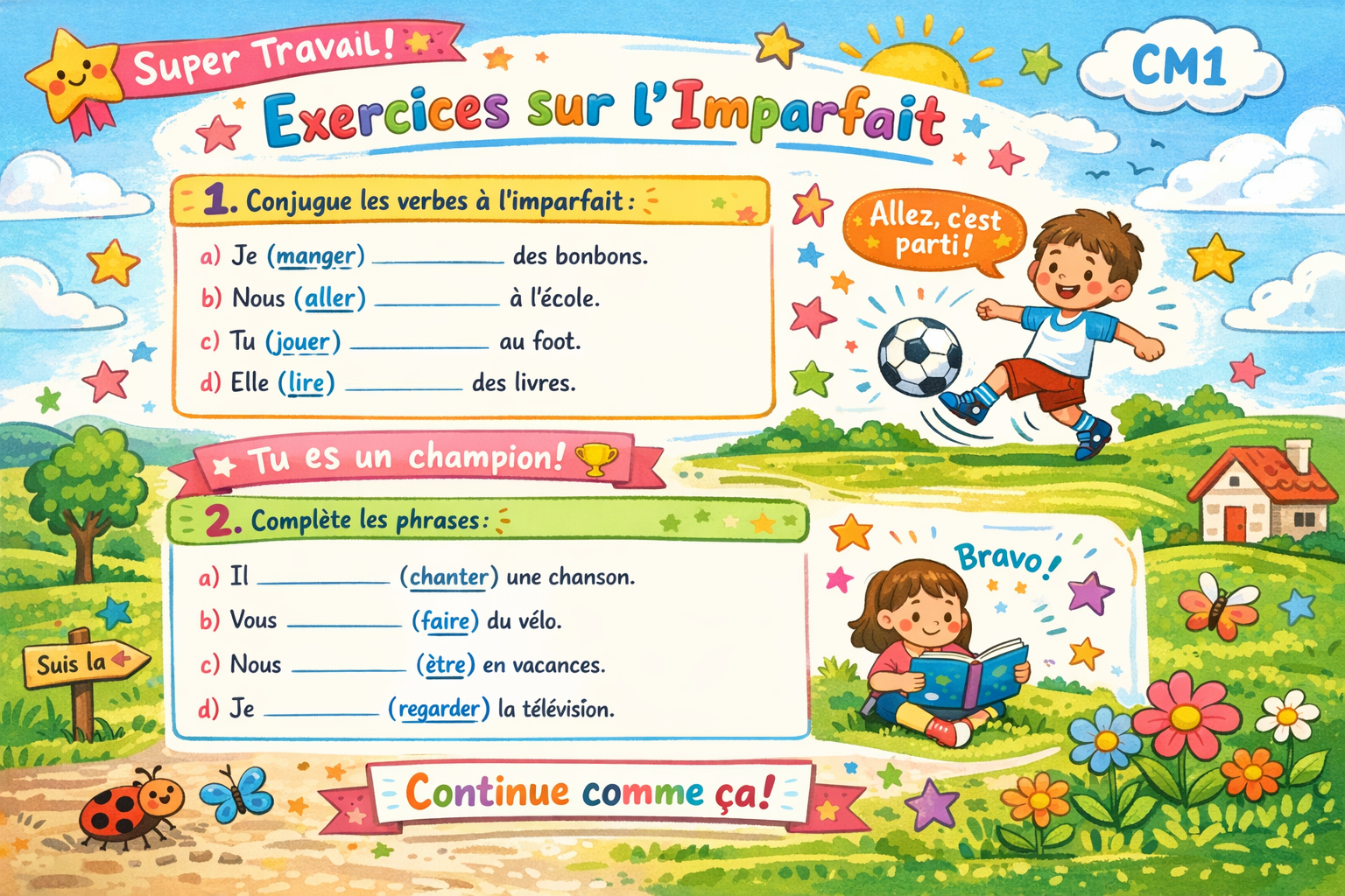 L'imparfait au CM1 : exercices corriges a imprimer