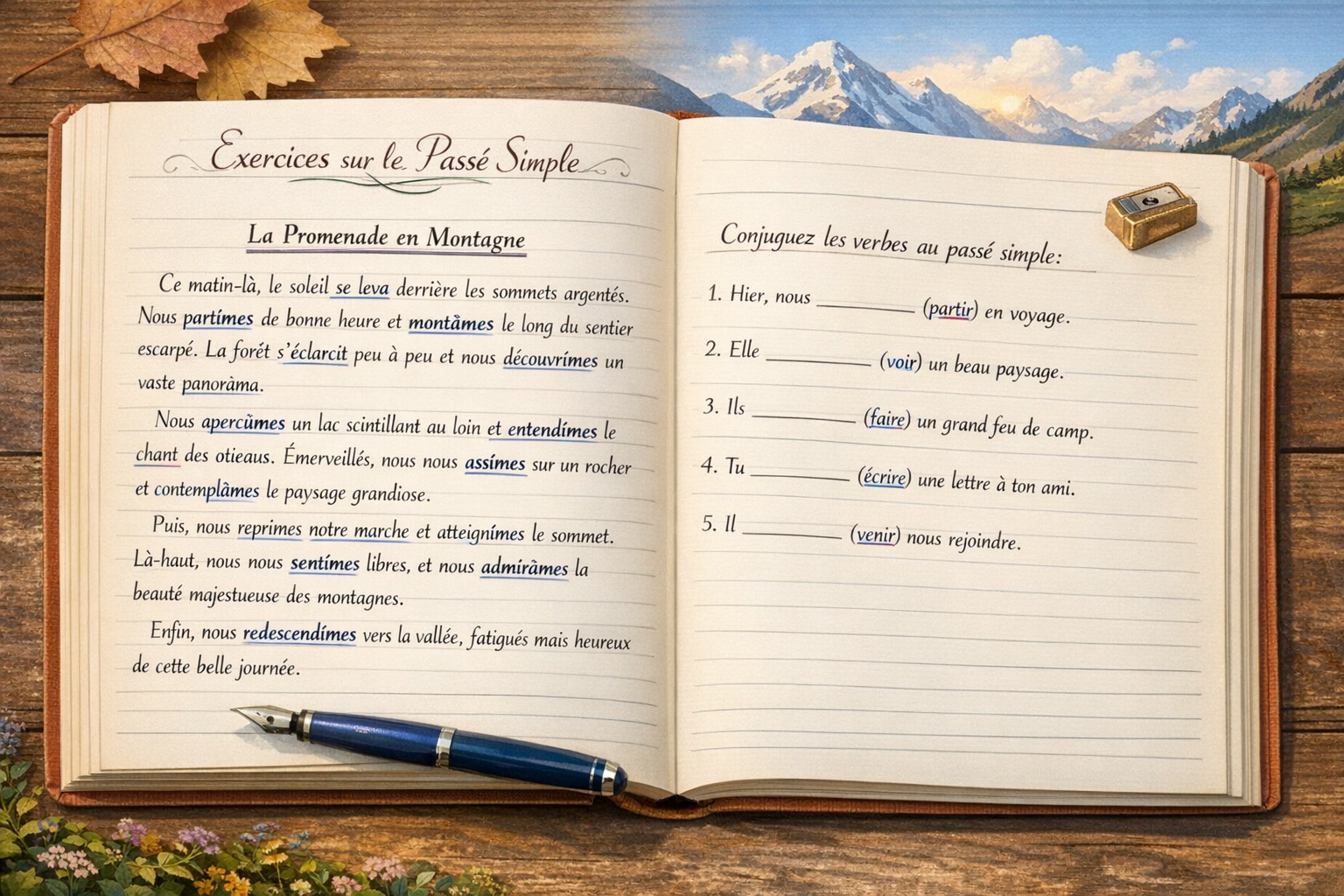 Exercices sur le passe simple : tous niveaux avec corriges