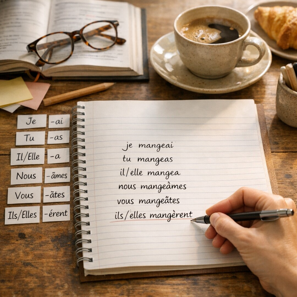 Méthode pas à pas pour conjuguer le verbe manger au passé simple