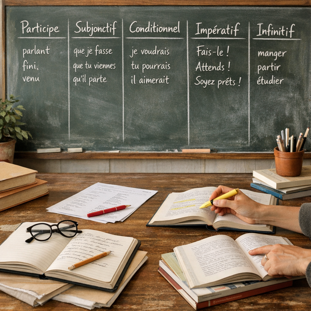 Participe, subjonctif, conditionnel, impératif et infinitif