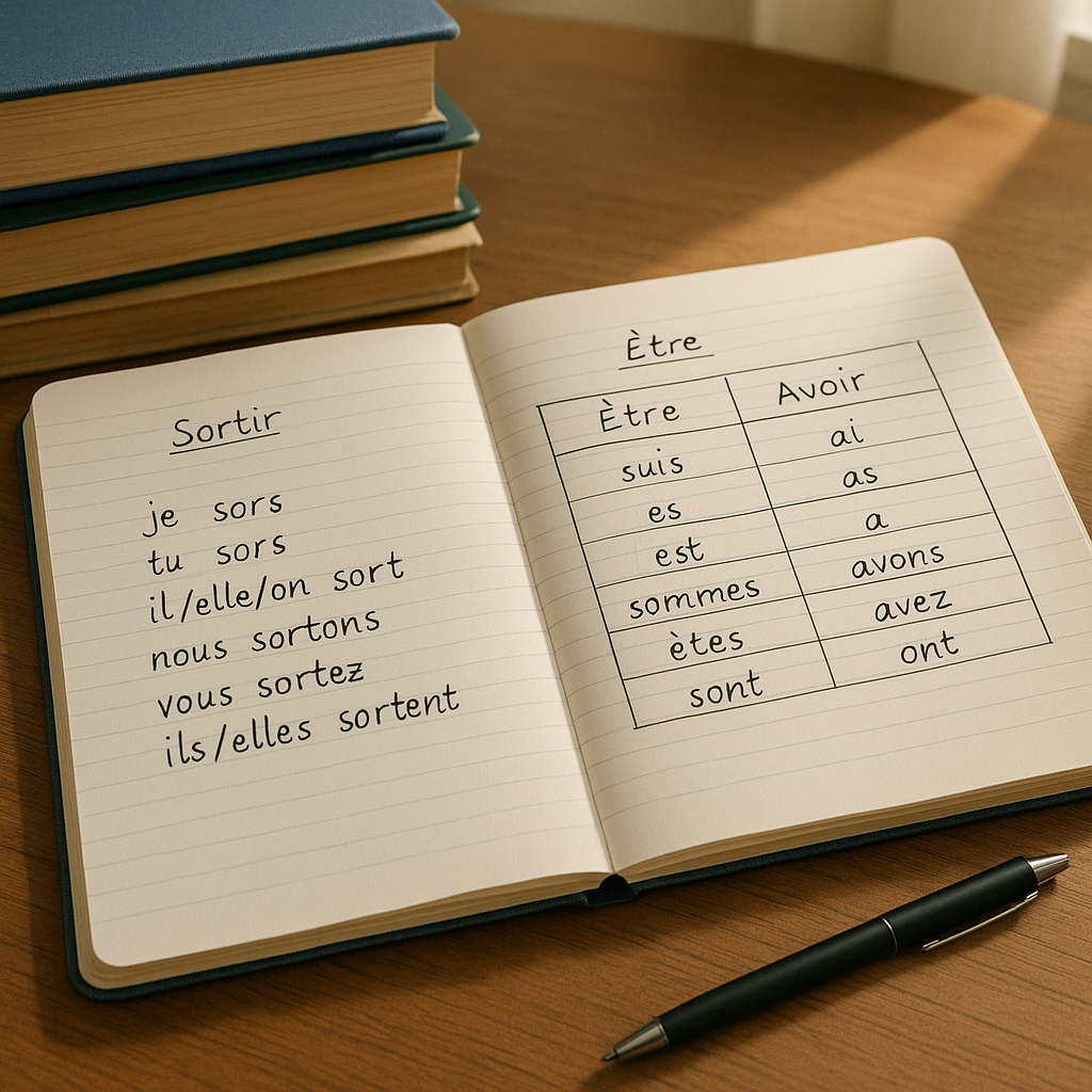 Sortir conjugaison : règle simple, auxiliaire et accords
